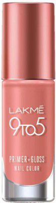 Lakmé 9To5 Primer + Gloss Nail Colour, Peach Blossom, 6 ml Peach Blossom