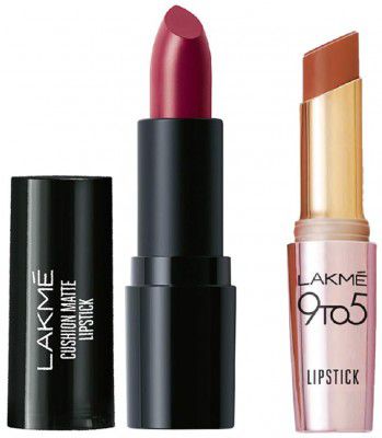 LAKMÉ 9To5 Primer + Matte Lip Color Mb2 Caramel Latte & Cushion Matte Lipstick