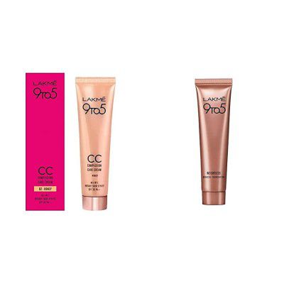 Lakmé 9 to 5 Complexion Care CC Cream, Honey, 30g And Lakmé 9 to 5 Weightless Mousse Foundation, Beige Vanilla, 6g