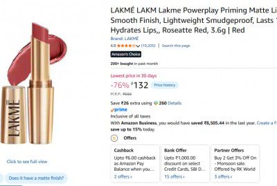 LAKMÉ LAKM Lakme Powerplay Priming Matte Lipstick, 3.6g | Red