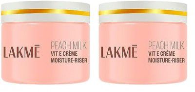 LAKMÉ Peach Milk Soft Crème Light Moisturizer for Face 300 g, Daily Lightweight Face Lotion with Vitamin E for Soft Skin- Non Sticky 24h Moisture (Pack of 2)