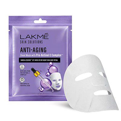 LAKMÉ Solutions Sheet Mask Anti-Aging With Pro Retinol C Complex~ 25Ml, Pack Of 1