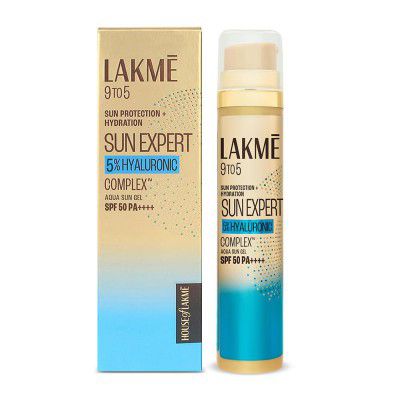 LAKMÉ Sun Expert 1% Hyaluronic Water-Light Sunscreen Gel Spf 50 Pa++++, No White Cast | 56 gm