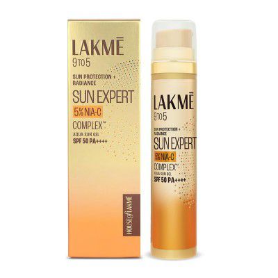 LAKMÉ Sun Expert 1% Nia C water-light Sunscreen gel SPF 50 Pa++++ , No White Cast 56G