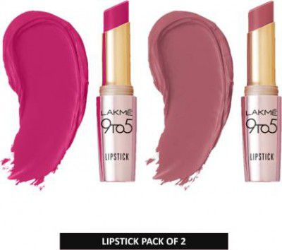 lakme 9to5 Primer + Matte Lipstick Pack of 2  (Plum Pick and Mauve Matter, 7.2 g)