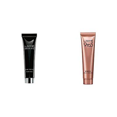 Lakme Absolute Blur Perfect Makeup Primer, Peach, 10 g & Lakme 9 to 5 Weightless Mousse Foundation, Beige Vanilla, 6g