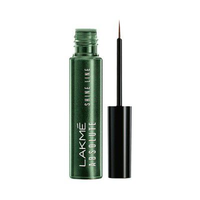 Lakme Absolute Shine Liquid Eyeliner Sparkling Olive Colour, Long Lasting Shimmery Liner for a Glossy Finish - No Fade, Smudge Proof Eye Makeup, 4.5ml