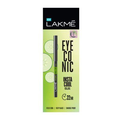 Lakme Eyeconic Insta Cool Kajal, Black, Cooling Kohl Liner with Cucumber, 0.35 g