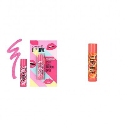 Lakme Lip Love Chapstick, Strawberry, 4.5g and Lakme Lip Love Chapstick Mango, 4.5 g