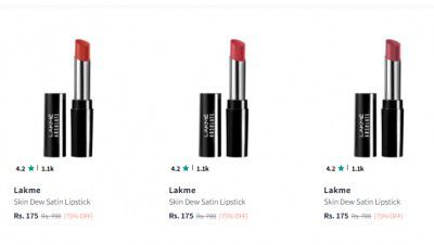 Lakme Lipsticks at FLAT 75% OFF