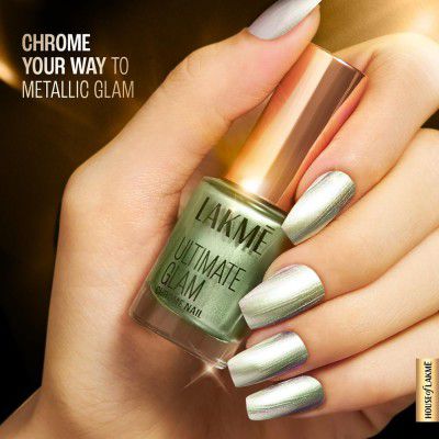 LAKME Ultimate Glam Chrome Nail Paint, Dusty Rose, 6ml