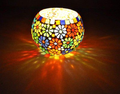 Lal Haveli Traditional Mosaic Mini Plant Holder & Votive Diwali Candle Holders 5 Inch