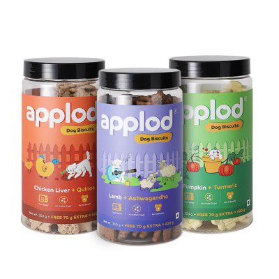 Lamb with Ashwagandha, Chicken Liver with Quinoa & Pumpkin with Turmeric Dog Biscuits Combo for Puppies & Adult Dogs