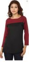 Lambency India  Casual Regular Sleeves Color Block Women Black, Red Top...