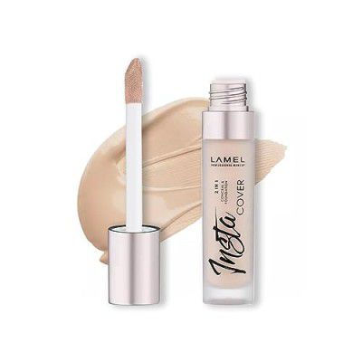 Lamel- INSTA Cover 401-Beige | 2-in-1 concealer and foundation |Full coverage formula |Long-lasting and weightless |Easy doe-foot applicator |8ml