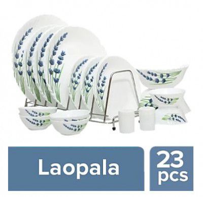LaOpala Dinner Set - Opalware, English Lavender, White, 23 pcs