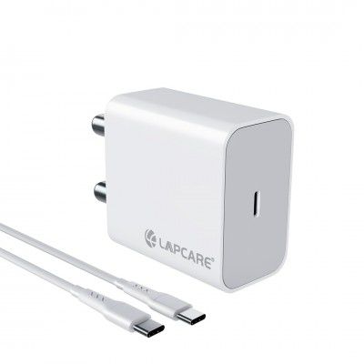 LAPCARE Adopt Type C 24W PD Charger with Type-C to Type-C Cable (White)