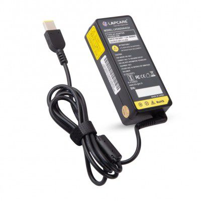 Lapcare Compatible Adapter Charger for Lenovo 20V 3.25A 65W USB/Square tip with Pin (Without Power Cable),Black
