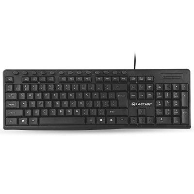 Lapcare E9 Splash Resistant Rugged Wired USB Multimedia Keyboard (Black)