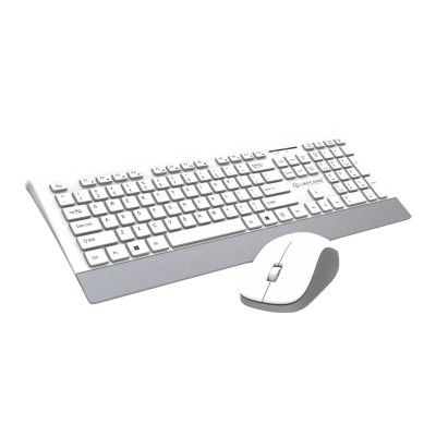 Lapcare Smartoo Wireless Keyboard & Mouse Combo (1200 DPI, Auto Sleep Function, White/Silver)
