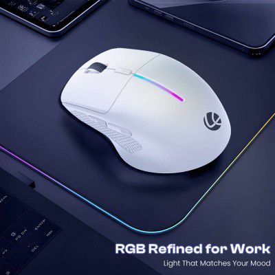 LAPCARE Swift Click Ergonomic Laser Gaming Mouse (2.4GHz Wireless, Bluetooth, White)