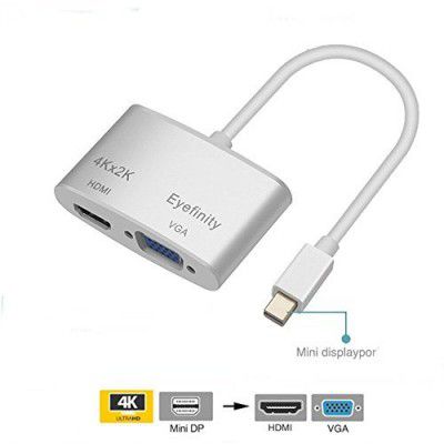 Laprite (MiniDP to HDMI & VGA) - 2in1 Thunderbolt Mini Displayport V1.2 to HDMI 4K & VGA Converter Adapter Cable (for Apple Macbook Pro, iMac, Macbook Air, Mac Mini, Surface pro2 3 4, Thinkpad X1 ) - 
