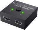 LAPSTER HDMI Switch Splitter, 2 Port Bi-Directional Manual HDMI Switch 2 in 1 Out or 1 in 2 Out Splitter Supports 4K 2K 3D Full HD 1080p - 1 Year Warranty...