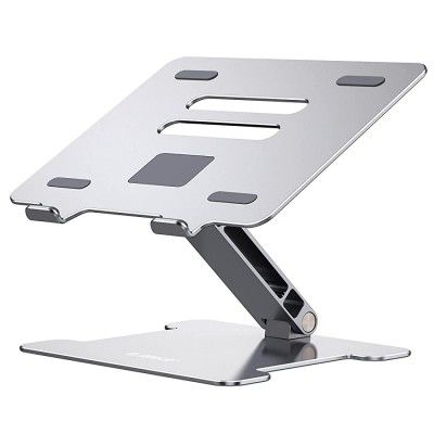 Laptop Stand, ORICO Ergonomic Aluminum Notebook Stand, Adjustable Height Ventilated Laptop Holder for 11-15.6 Inches Laptop, Compatible with MacBook Pro/ Air, iPad, Dell, Lenovo (Silver)
