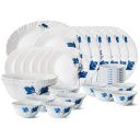 Larah by Borosil Ageria Opalware Dinner Set, 33-Pieces, White...