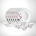 Larah by Borosil Aspen Silk Series Opalware Dinner Set | 19 Pieces for Family of 6 | Microwave & Dishwasher Safe | Bone-Ash Free | Crockery Set for Dining & Gifting | Plates & Bowls | White...