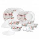 Larah by Borosil Ayana Silk Series Opalware Dinner Set | 35 Pieces for Family of 6 ...
