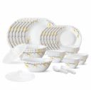 Larah by Borosil Bella Silk Series Opalware 35 Pieces Dinner Set, Opal Glass Dinner Plates & Bowls, Crockery Set for Dining (White)...