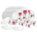 Larah by Borosil Belle Fluted Series Opalware Dinner Set | 31 Pieces for Family of 6 | White...