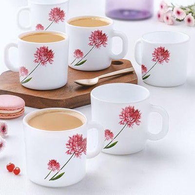 Larah by Borosil Belle Opalware Mug, Set of 12 Tea/Coffee Mugs