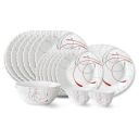 Larah by Borosil Boro Fluted Series Opalware Dinner Set | 21 Pieces for Family of 6 | White...