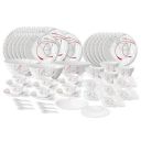 Larah by Borosil Boro Fluted Series Opalware Dinner Set | 66 Pieces for Family of 6 ...