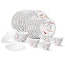 Larah by Borosil Boro Fluted Series Opalware Dinner Set | 28 Pieces for Family of 6 ...