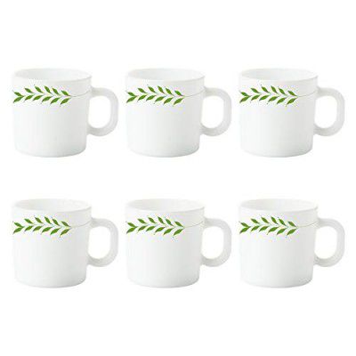 Larah by BOROSIL Botanica Opalware Mug Set (White) - 6-Pieces