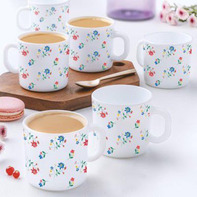 Larah by Borosil Bouquet Opalware Mug - Set of 12