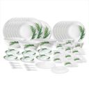 Larah by Borosil Crescent Fluted Series Opalware Dinner Set | 66 Pieces for Family of 6 ...
