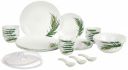 Larah by Borosil Crescent Fluted Series Opalware Dinner Set | 40 Pieces for Family of 6...