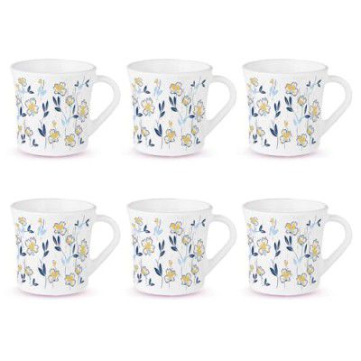 Larah by Borosil Crysta Series Amara Blue Opalware Mug White
