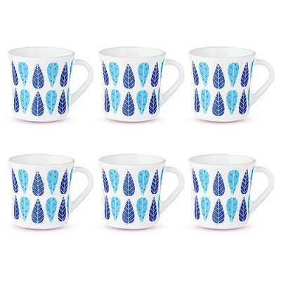Larah by BOROSIL Crysta Series Fable Opalware Mug - Set of 6 Tea/Coffee Mugs | 210 ml Each