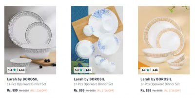 Larah By Borosil Dinner Sets Minimum 60% OFF + Extra 20% OFF