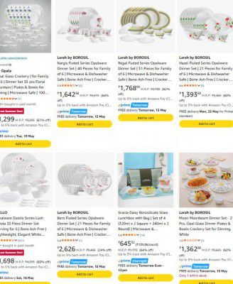 Amazon : UP TO 66% OFF - Larah by Borosil Dinner Sets