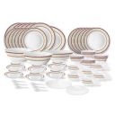 Larah by Borosil Elega Fluted Series Opalware Dinner Set | 66 Pieces for Family of 6 
