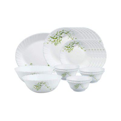 Larah by Borosil Erba Opalware Dinner Set, 21 Pieces, White