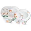 Larah by Borosil Firefly Fluted Series Opalware Dinner Set | 21 Pieces for Family of 6...