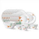 Larah by Borosil Firefly Fluted Series Opalware Dinner Set | 36 Pieces for Family of 8 | Microwave & Dishwasher Safe | Bone-Ash Free | Crockery Set for Dining & Gifting | Plates & Bowls | White...