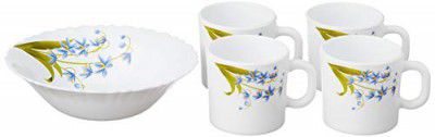 Larah By Borosil Floral Opalware Snacks Set - 180Ml, White